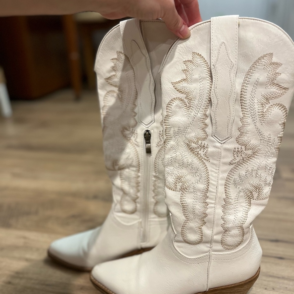 The Post White Western Knee High Boots